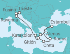 Itinerario del Crucero desde Atenas (Grecia) a Fusina (Italia) - Silversea