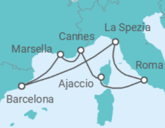 Itinerario del Crucero Italia, España y la Riviera Francesa - Virgin Voyages