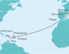 Itinerario del Crucero España, Marruecos, Antigua Y Barbuda, Saint Maarten, San Cristóbal Y Nieves - MSC Cruceros