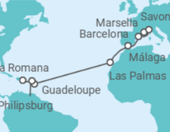 Itinerario del Crucero Italia, España, Guadalupe, Saint Maarten - Costa Cruceros