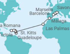 Itinerario del Crucero desde Marsella (Francia) a La Romana (R.Dominicana) - Costa Cruceros