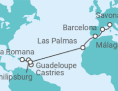 Itinerario del Crucero España, Guadalupe, Saint Maarten, República Dominicana, Santa Lucía - Costa Cruceros