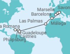 Itinerario del Crucero desde Marsella (Francia) a Guadalupe (Pointe-à-Pitre) - Costa Cruceros