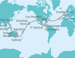 Itinerario del Crucero Vuelta al mundo - Cunard
