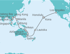 Itinerario del Crucero Vuelta al mundo - Cunard