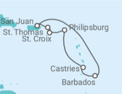 Itinerario del Crucero Islas Vírgenes - Eeuu, Saint Maarten, Santa Lucía, Barbados - Royal Caribbean