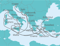 Itinerario del Crucero Grecia, Italia, Malta, Turquía, Francia, Montenegro, Croacia, Chipre - Princess Cruises