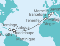 Itinerario del Crucero desde Santo Domingo (Rep. Dominicana) a Savona (Italia) - Costa Cruceros