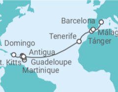 Itinerario del Crucero desde Santo Domingo (Rep. Dominicana) a Barcelona (España) - Costa Cruceros