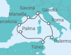 Itinerario del Crucero desde Génova (Italia) a Savona (Italia) - Costa Cruceros