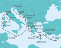 Itinerario del Crucero desde Civitavecchia (Roma) a Atenas (Grecia) - Princess Cruises
