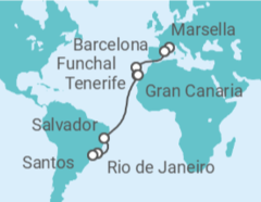Itinerario del Crucero España, Portugal, Brasil - MSC Cruceros