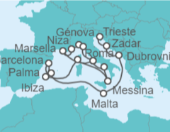 Itinerario del Crucero desde Trieste (Italia) a Civitavecchia (Roma) - Cunard