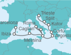 Itinerario del Crucero desde Barcelona (España) a Trieste (Italia) - Cunard