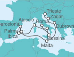 Itinerario del Crucero desde Trieste (Italia) a Civitavecchia (Roma) - Cunard