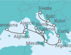 Itinerario del Crucero desde Barcelona (España) a Trieste (Italia) - Cunard