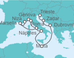 Itinerario del Crucero desde Trieste (Italia) a Civitavecchia (Roma) - Cunard