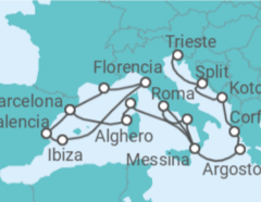 Itinerario del Crucero desde Barcelona (España) a Trieste (Italia) - Cunard
