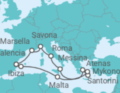 Itinerario del Crucero Francia, Italia, Grecia, Malta, España - Costa Cruceros