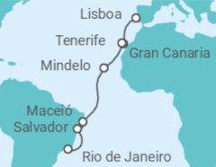 Itinerario del Crucero España, Cabo Verde, Brasil - Costa Cruceros
