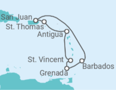 Itinerario del Crucero Barbados, San Vicente e Islas Granadinas, Antigua Y Barbuda, Islas Vírgenes - Eeuu - Royal Caribbean