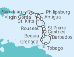 Itinerario del Crucero Islas Vírgenes - Reino Unido, Antigua Y Barbuda, Martinica, San Vicente e Islas Granadinas, Barba... - Azamara Club Cruises