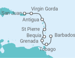 Itinerario del Crucero Islas Vírgenes - Reino Unido, Antigua Y Barbuda, Martinica, San Vicente e Islas Granadinas - Azamara Club Cruises