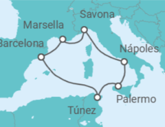 Itinerario del Crucero Italia, Túnez, España, Francia - Costa Cruceros