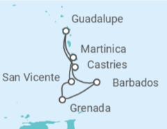 Itinerario del Crucero Guadalupe, Santa Lucía, Barbados, San Vicente e Islas Granadinas - MSC Cruceros