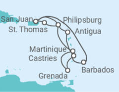 Itinerario del Crucero Islas Vírgenes - Eeuu, Saint Maarten, Antigua Y Barbuda, Santa Lucía, Barbados, Puerto Rico, Mart... - Princess Cruises