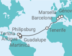 Itinerario del Crucero Guadalupe, Saint Maarten, Islas Vírgenes - Reino Unido, Antigua Y Barbuda, España, Francia - MSC Cruceros