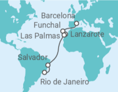 Itinerario del Crucero Portugal, España, Brasil - MSC Cruceros