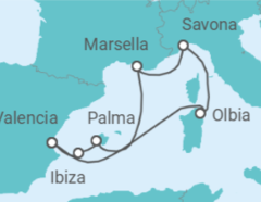 Itinerario del Crucero España, Francia, Italia - Costa Cruceros