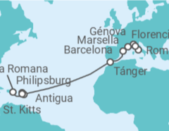 Itinerario del Crucero Italia, Francia, España, Marruecos, Antigua Y Barbuda, Saint Maarten, San Cristóbal Y Nieves - MSC Cruceros