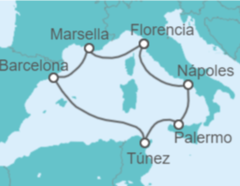 Itinerario del Crucero Francia, España, Túnez, Italia - MSC Cruceros