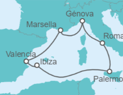 Itinerario del Crucero España, Francia, Italia - MSC Cruceros