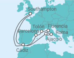 Itinerario del Crucero España, Francia, Italia - Princess Cruises