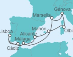 Itinerario del Crucero Francia, España, Portugal, Italia - MSC Cruceros