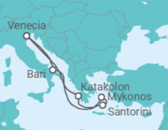 Itinerario del Crucero Italia, Grecia - Costa Cruceros