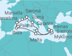 Itinerario del Crucero Italia, Grecia, Malta, España - Costa Cruceros