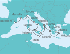 Itinerario del Crucero desde Barcelona (España) a Atenas (Grecia) - Costa Cruceros