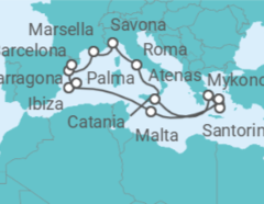 Itinerario del Crucero desde Tarragona (España) a Barcelona (España) - Costa Cruceros