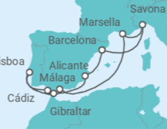 Itinerario del Crucero Italia, España, Portugal, Gibraltar - Costa Cruceros