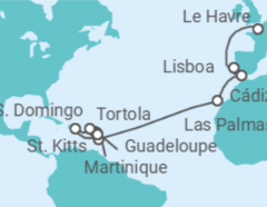 Itinerario del Crucero desde Le Havre (París) a Guadalupe (Pointe-à-Pitre) - Costa Cruceros
