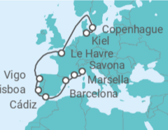 Itinerario del Crucero desde Kiel (Alemania) a Savona (Italia) - Costa Cruceros