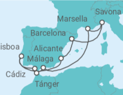 Itinerario del Crucero Portugal, España, Marruecos, Francia, Italia - Costa Cruceros