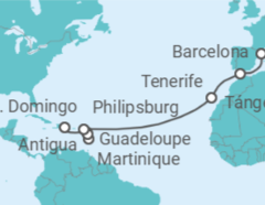 Itinerario del Crucero Antigua Y Barbuda, Martinica, Guadalupe, Saint Maarten, España, Marruecos - Costa Cruceros