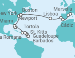 Itinerario del Crucero desde La Romana (R.Dominicana) a Marsella (Francia) - Costa Cruceros