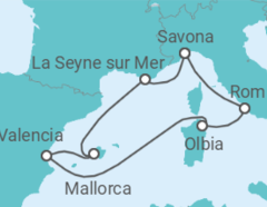 Itinerario del Crucero Italia, España - Costa Cruceros
