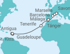 Itinerario del Crucero desde Guadalupe (Pointe-à-Pitre) a Savona (Italia) - Costa Cruceros